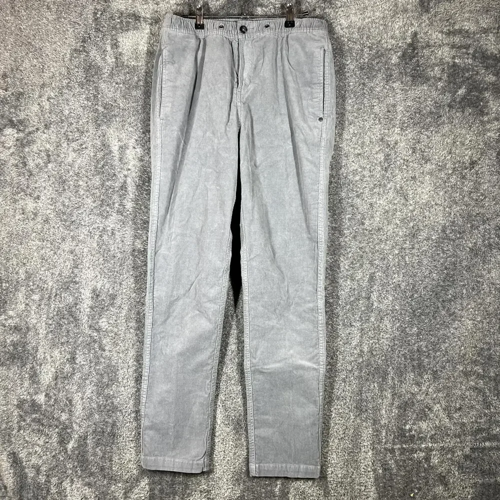Vuori Pants Mens Medium Gray Chino Corduroy Relaxed Tapered Pleated
